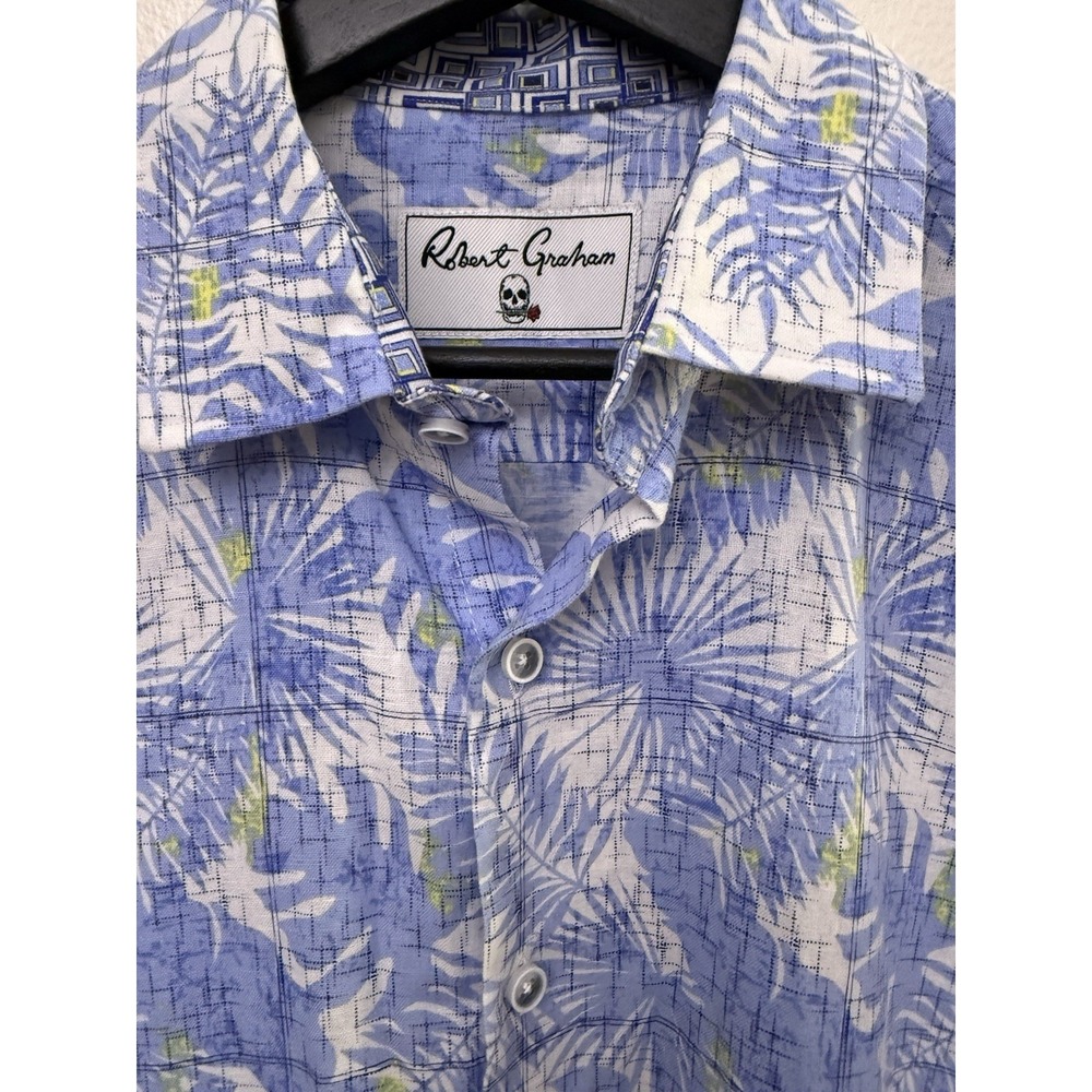 Robert Graham Spencer Floral Tropical Leaf Blue
White Shirt Men's Size M - Picture 4 of 7
